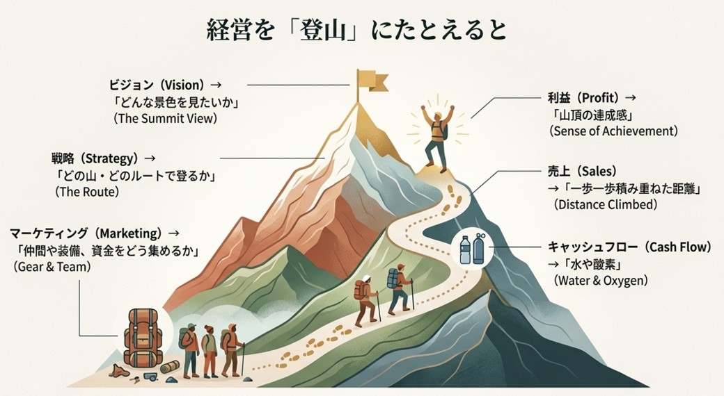 経営を登山にたとえた概念図